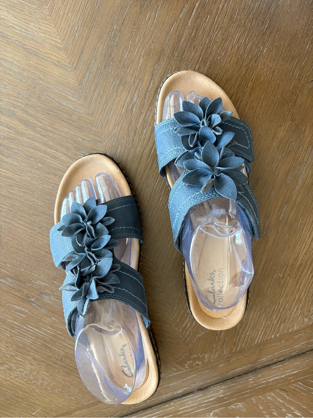 Clarks Blue Floral Slide Sandals